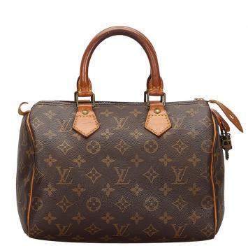 Pre Owned Louis Vuitton Brown Monogram Canvas Speedy 25 Bag 