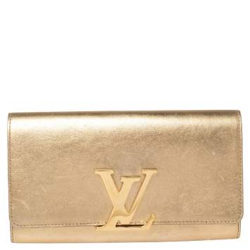 Pre Owned Louis Vuitton Metallic Gold Leather Louise Clutch