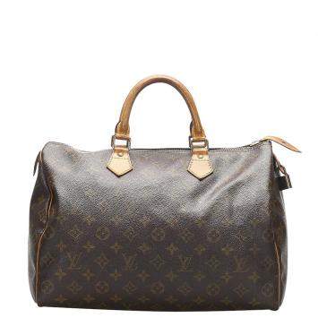 Pre Owned Louis Vuitton Brown Monogram Canvas Speedy 35 Bag