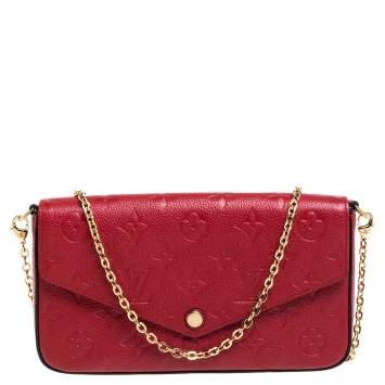 Pre Owned Louis Vuitton Cerise Monogram Empreinte Leather Pochette Felicie Bag