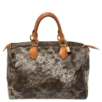 Pre Owned Louis Vuitton Monogram Canvas Limited Edition Dentelle Speedy 30 Bag