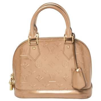 Pre Owned Louis Vuitton Beige Monogram Vernis Alma BB Bag