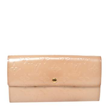 Pre Owned Louis Vuitton Noisette Monogram Vernis Sarah Wallet 