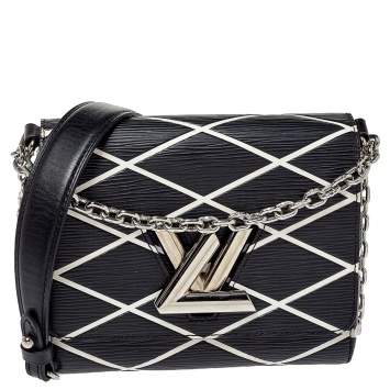 Pre Owned Louis Vuitton Black/White Malletage Epi Leather Twist PM Bag