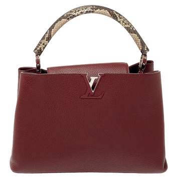 مملوكة مسبقًا Louis Vuitton Bordeaux Taurillon Leather and Python Capucines MM Bag