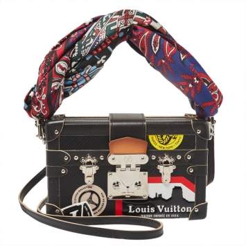 Pre Owned Louis Vuitton Black Epi Leather Limited Edition World Tour Petite Malle Bag