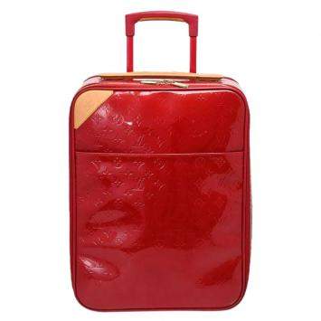 Pre Owned Louis Vuitton Red Monogram Vernis Pegase 45 Suitcase Bag