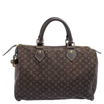 Pre Owned Louis Vuitton Fusain Monogram Canvas Mini Lin Speedy 30 Bag