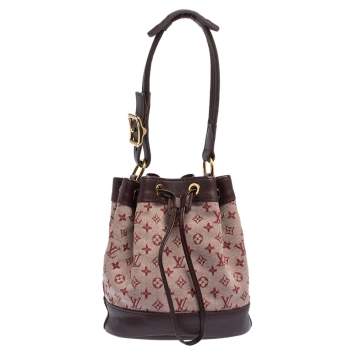Pre Owned Louis Vuitton Cherry Red Monogram Mini Lin Canvas Noelie Bag