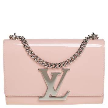 Pre Owned Louis Vuitton Rose Ballerine Patent Leather Chain Louise MM Bag