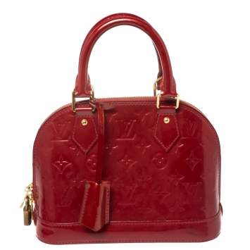 Pre Owned Louis Vuitton Pomme D’amour Monogram Vernis Alma BB Bag