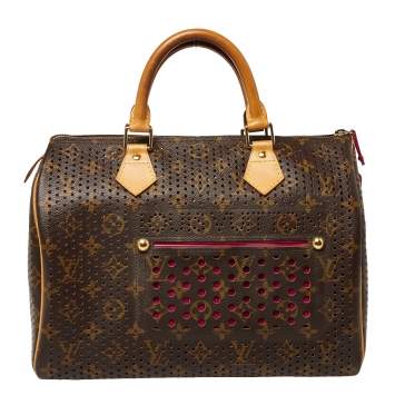 Pre Owned Louis Vuitton Monogram Perforated Canvas Limited Edition Speedy 30 Bag