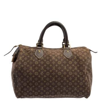مملوكة مسبقًا Louis Vuitton Fusain Monogram Mini Lin Canvas Speedy 30 Bag