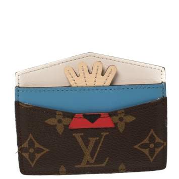 Pre Owned Louis Vuitton Monogram Canvas Tribal Mask Card Holder