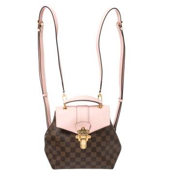 Pre Owned Louis Vuitton Magnolia Pink Damier Ebene Canvas Clapton Backpack