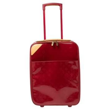 Pre Owned Louis Vuitton Red Monogram Vernis Pegase 45 Luggage