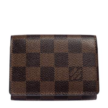 Pre Owned Louis Vuitton Damier Ebene Canvas Business Card Holder
