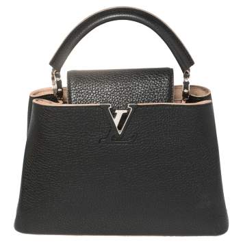 Pre Owned Louis Vuitton Black Taurillon Leather Capucines BB Bag