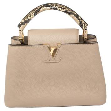 Pre Owned Louis Vuitton Galet Taurillon Leather and Python Capucines BB Bag