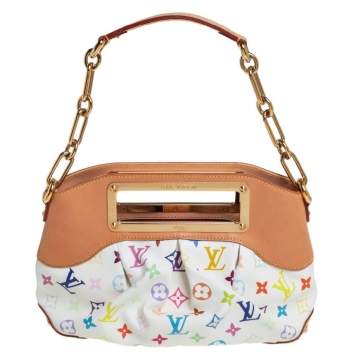 Pre Owned Louis Vuitton White Multicolore Monogram Canvas Judy PM Bag