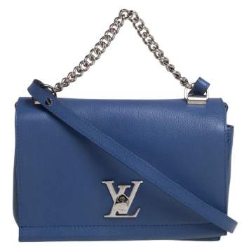 Pre Owned Louis Vuitton Blue Leather Lockme II BB Bag