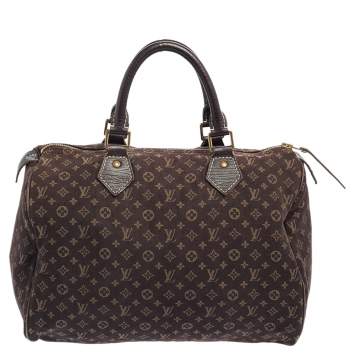 Pre Owned Louis Vuitton Fusain Monogram Mini Lin Canvas Speedy 30 Bag