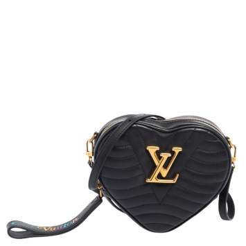 Pre Owned Louis Vuitton Black Leather New Wave Heart Belt Bag