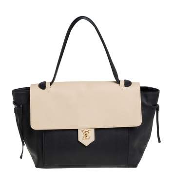 Pre Owned Louis Vuitton Vanille/Noir Leather Lockme MM Bag