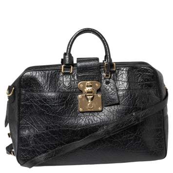 Pre Owned Louis Vuitton Black Cuir Indra Duffel Bag