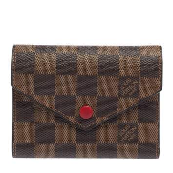 Pre Owned Louis Vuitton Damier Ebene Canvas Victorine Wallet 