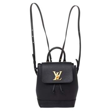 Pre Owned Louis Vuitton Black Leather Lockme Backpack Mini