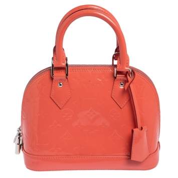 Pre Owned Louis Vuitton Rose Litchi Monogram Vernis Alma BB Bag
