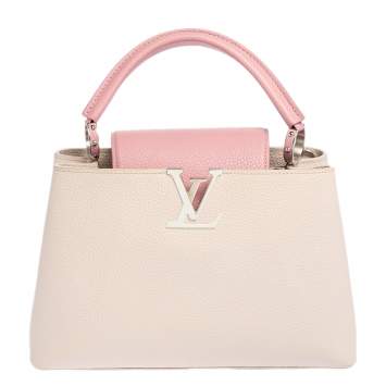 Pre Owned Louis Vuitton Galet/Pink Taurillon Leather Capucines MM Bag