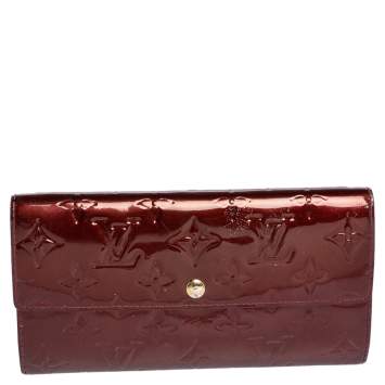 Pre Owned Louis Vuitton Rouge Fauviste Monogram Vernis Sarah Wallet