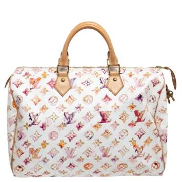 Pre Owned Louis Vuitton Monogram Canvas Watercolor Aquarelle Richard Prince Speedy 35 Bag