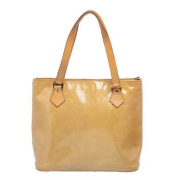 Pre Owned Louis Vuitton Lime Monogram Vernis Houston Bag