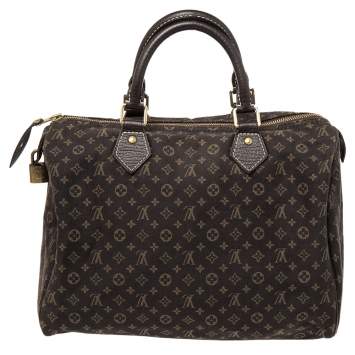 Pre Owned Louis Vuitton Fusain Monogram Canvas Mini Lin Speedy 30 Bag