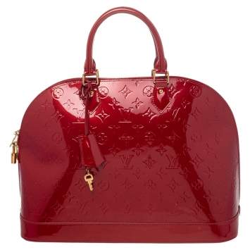 Pre Owned Louis Vuitton Pomme D’amour Monogram Vernis Alma GM Bag
