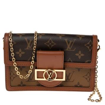 Pre Owned Louis Vuitton Monogram Reverse Canvas Dauphine Wallet on Chain