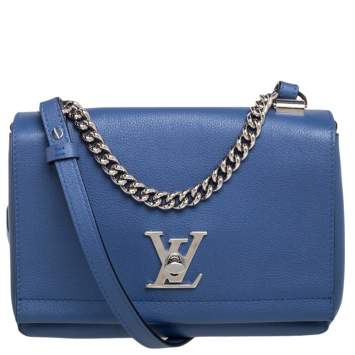 Pre Owned Louis Vuitton Blue Leather Lockme II BB Bag