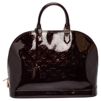 Pre Owned Louis Vuitton Amarante Monogram Vernis Alma GM Bag