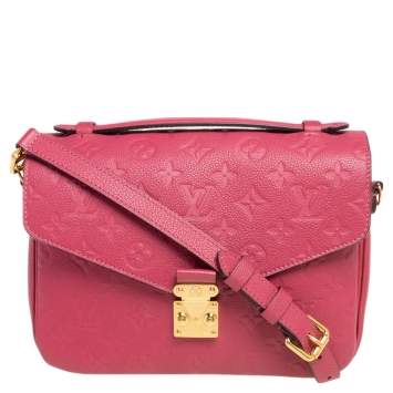 Pre Owned Louis Vuitton Rose Freesia Monogram Empreinte Leather Pochette Metis Bag