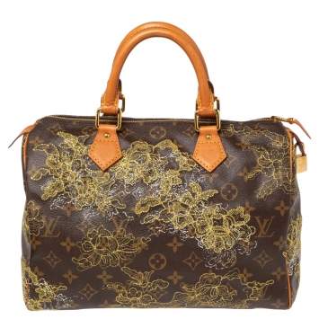 Pre Owned Louis Vuitton Monogram Canvas Limited Edition Dentelle Speedy 30 Bag