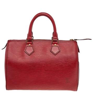 Pre Owned Louis Vuitton Red Leather Epi Speedy 25 Bag