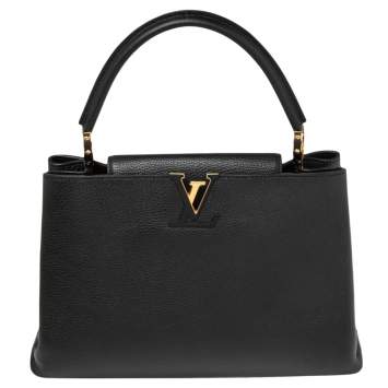 Pre Owned Louis Vuitton Black Taurillon Leather Capucines MM Bag