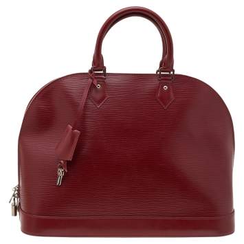 Pre Owned Louis Vuitton Red Epi Leather Alma MM Bag