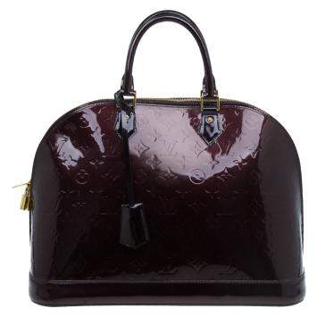 Pre Owned Louis Vuitton Amarante Monogram Vernis Alma GM Bag