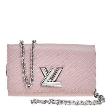 Pre Owned Louis Vuitton Rose Ballerine Epi Leather Twist Wallet On Chain