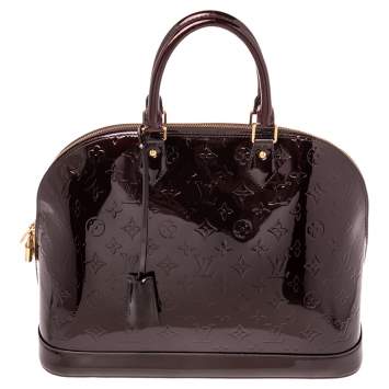 Pre Owned Louis Vuitton Amarante Monogram Vernis Alma GM Bag