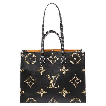 Pre Owned Louis Vuitton Black Monogram Giant Jungle Onthego GM Bag